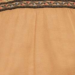 Pre Owned M Missoni Brown Wool Blend Knit Contrast Patterned Knit Trim Detail Top L