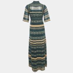 مملوكة مسبقًا M Missoni Green Patterned Knit Maxi Dress S