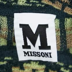 مملوكة مسبقًا M Missoni Green Patterned Knit Maxi Dress S