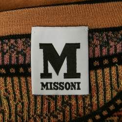 Pre Owned M Missoni Brown Intarsia Wool Knit Top M