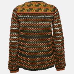 Pre Owned M Missoni Multicolor Patterned Wool Blend Long Sleeve Knit Top S