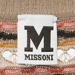 Pre Owned M Missoni Multicolor Patterned Knit Button Front Cardigan L