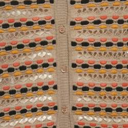 Pre Owned M Missoni Multicolor Patterned Knit Button Front Cardigan L