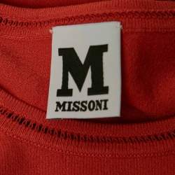 Pre Owned M Missoni Orange Knit Long Sleeve Crewneck Top M