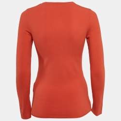 Pre Owned M Missoni Orange Knit Long Sleeve Crewneck Top M