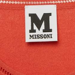 Pre Owned M Missoni Orange Knit Long Sleeve Crewneck Top M