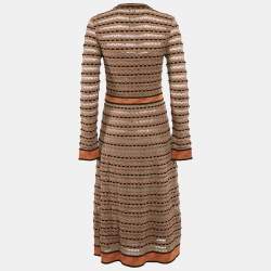 مملوكة مسبقًا M Missoni Beige/Black Patterned Knit Long Sleeve Midi Dress M