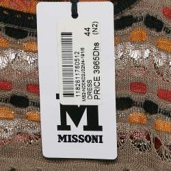 مملوكة مسبقًا M Missoni Beige/Black Patterned Knit Long Sleeve Midi Dress M