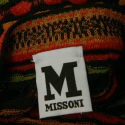 Pre Owned M Missoni Black/Green Patterned Knit Long Sleeve Midi Dress M