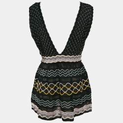 Pre Owned M Missoni Black Patterned Knit Sleeveless Top L