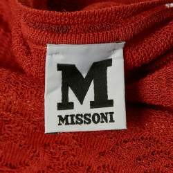 M Missoni Burnt Orange Floral Knit Long Sleeve Top L