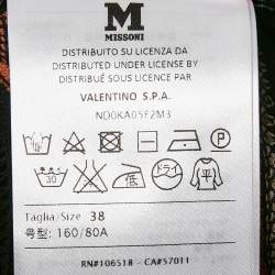 Pre Owned M Missoni Orange/Black Patterned Knit Long Cardigan S