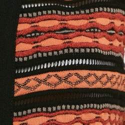 Pre Owned M Missoni Orange/Black Patterned Knit Long Cardigan S