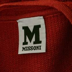 M Missoni Burnt Orange Floral Knit Long Sleeve Top S