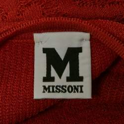 Pre Owned M Missoni Burnt Orange Floral Knit Long Sleeve Top L