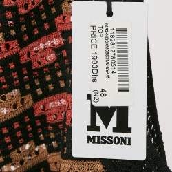 M Missoni Black/Green Patterned Knit Tank Top L