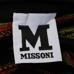 M Missoni Black/Green Stripe Pattern Knit Top L