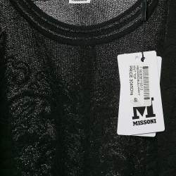 Pre Owned M Missoni Black Floral Knit Long Sleeve Top L