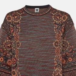 Pre Owned M Missoni Black/Orange Patterned Knit Bell Sleeves Top L