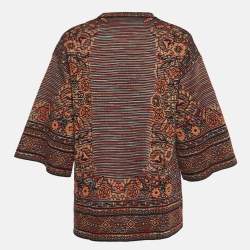 Pre Owned M Missoni Black/Orange Patterned Knit Bell Sleeves Top L