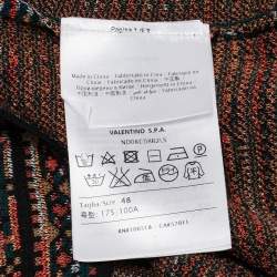 Pre Owned M Missoni Black/Orange Patterned Knit Bell Sleeves Top L