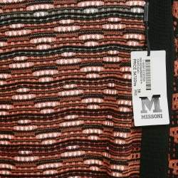 Pre Owned M Missoni Black/Orange Patterned Knit Long Cardigan S