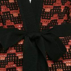 Pre Owned M Missoni Black/Orange Patterned Knit Long Cardigan S