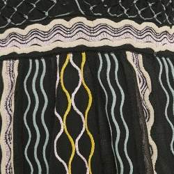 Pre Owned M Missoni Black/Blue Patterned Knit Plunge Neck Midi Dress L