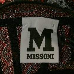 M Missoni Black/Pink Wave Patterned Lurex Knit Top S