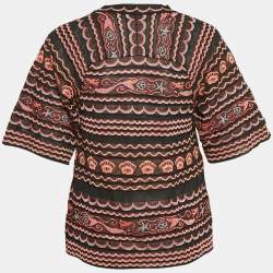 M Missoni Black/Pink Wave Patterned Lurex Knit Top S