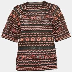 M Missoni Black/Pink Wave Patterned Lurex Knit Top S