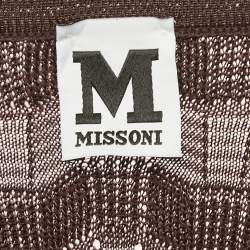 Pre Owned M Missoni Purple Patterned Knit Keyhole Neck Top S