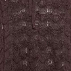 Pre Owned M Missoni Purple Patterned Knit Keyhole Neck Top S