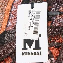 M Missoni Brown/Black Stripe Pattern Lurex Knit Sleeveless Maxi Dress L