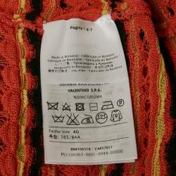 Pre Owned M Missoni Orange Floral Perforated Knit Top S