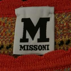 Pre Owned M Missoni Orange Floral Perforated Knit Top S