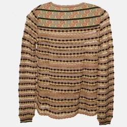 M Missoni Brown Floral Perforated Knit Top S