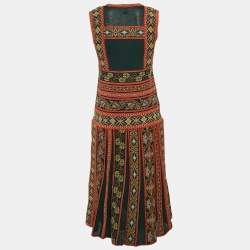 Pre Owned M Missoni Green Floral Knit Sleeveless Midi Dress M