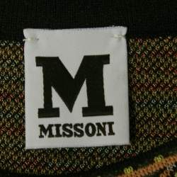 Pre Owned M Missoni Beige/Green Floral Patterned Knit Top S