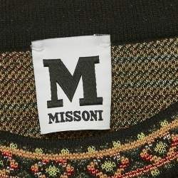 Pre Owned M Missoni Beige/Green Floral Patterned Knit Top S