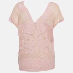 M Missoni Pink Patterned Lurex Knit Top L
