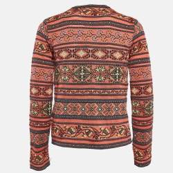 M Missoni Orange Floral Pattern Knit Cardigan S