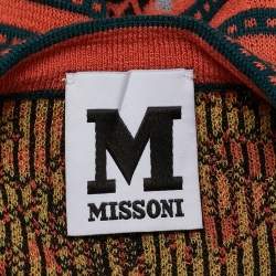 M Missoni Orange Floral Pattern Knit Cardigan S