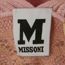 Pre Owned M Missoni Pink Floral Pattern Lurex Knit Cap Sleeve Top M