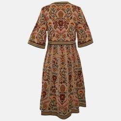 Pre Owned M Missoni Brown Floral Knit Midi Dress L