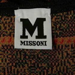 Pre Owned M Missoni Black/Orange Pointelle Knit Long Sleeve Knit Top S