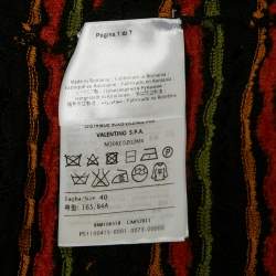 Pre Owned M Missoni Black/Orange Pointelle Knit Long Sleeve Knit Top S