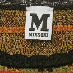 Pre Owned M Missoni Black/Orange Pointelle Knit Long Sleeve Knit Top S