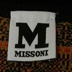 Pre Owned M Missoni Black/Orange Pointelle Knit Long Sleeve Knit Top M