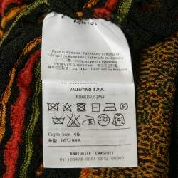 Pre Owned M Missoni Black/Orange Pointelle Knit Long Sleeve Midi Dress S